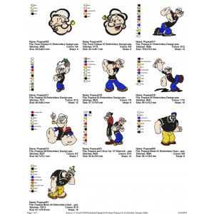 Package 10 Popeye 01 Embroidery Designs